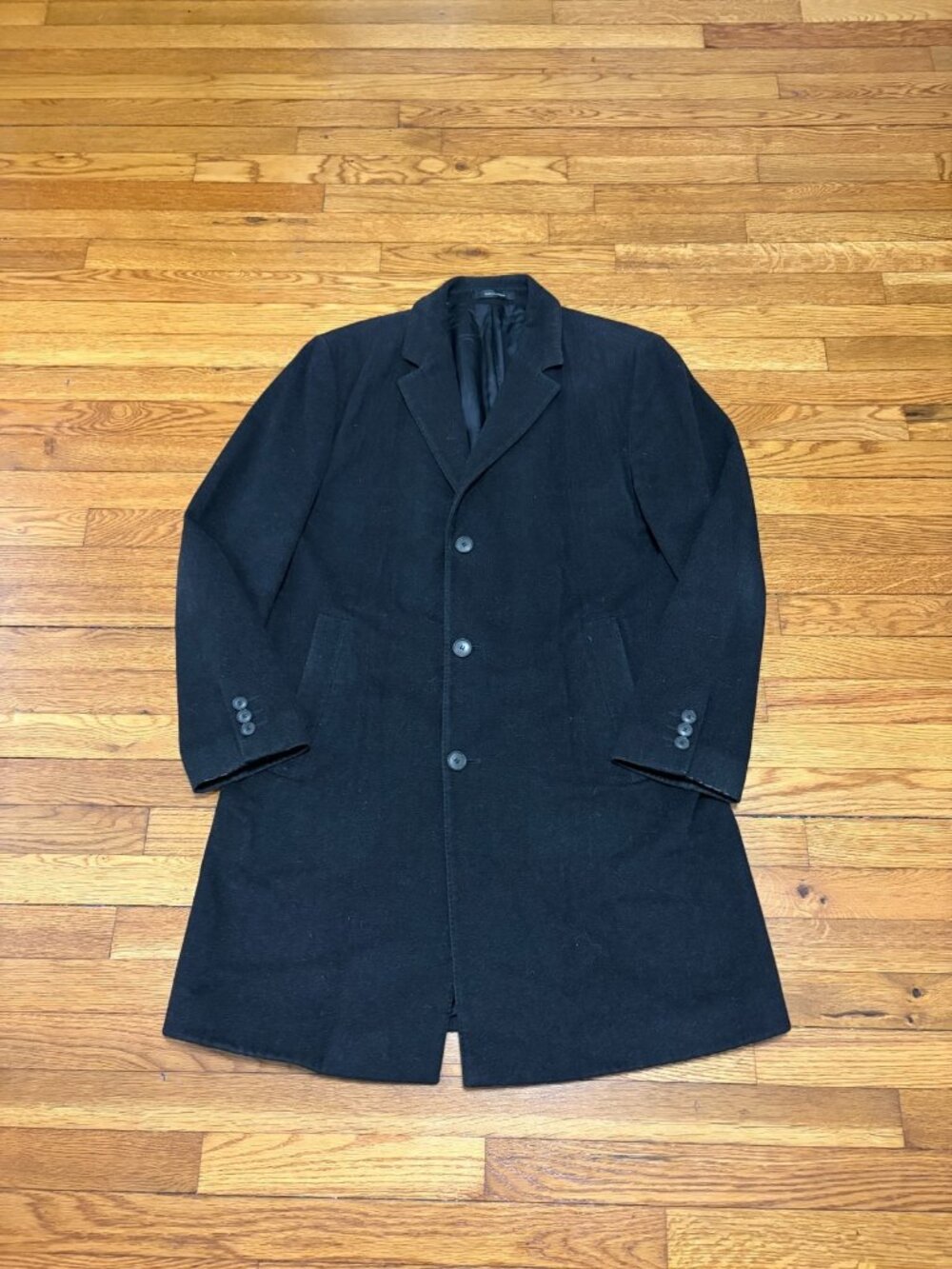 Boss Hugo Boss Stratus Virgin Wool & Cashmere Overcoat Mens Sz 42R Black Topcoat
